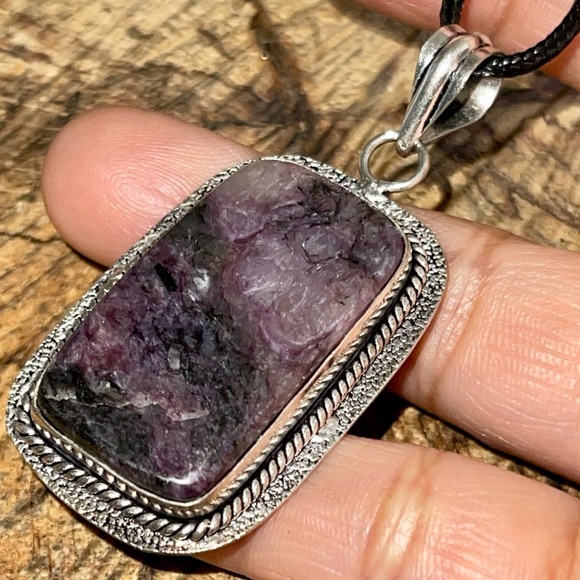 Beautiful Square Charoite Pendant 2” - Picture 11 of 13
